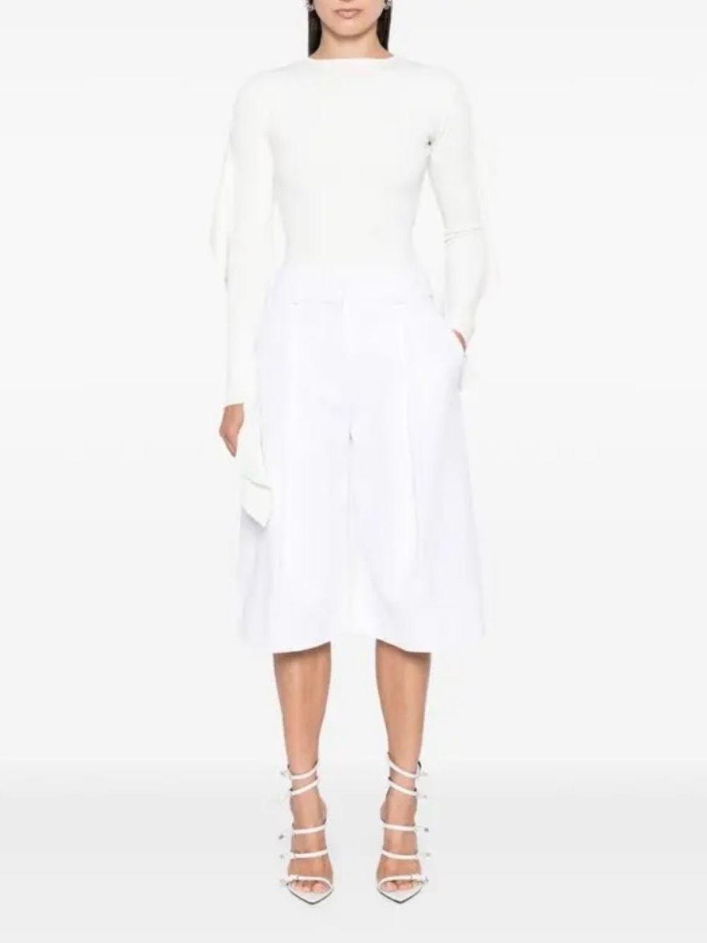 Mugler White Long Sleeve Avant Garde Blouse